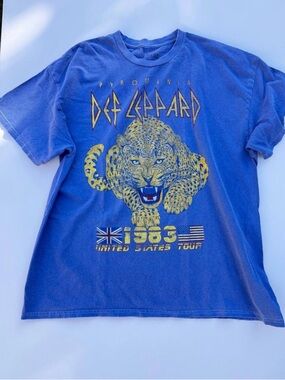 Def Leppard Blue Graphic Band T-Shirt - 1983 Tour Leppard Design